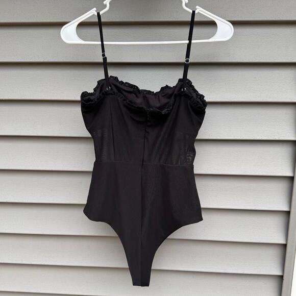 Princess Polly size 6 Cartia Black Structured Partially Sheer Bodysuit - Picture 9 of 14